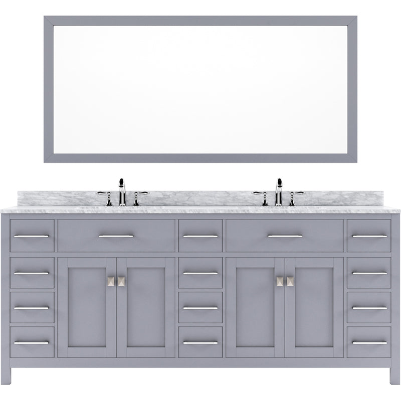 Modern Fittings Caroline Parkway 78" Double Bath Vanity with Marble Top and Round Sinks