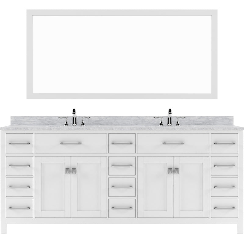 Modern Fittings Caroline Parkway 78" Double Bath Vanity with Marble Top and Round Sinks Faucets