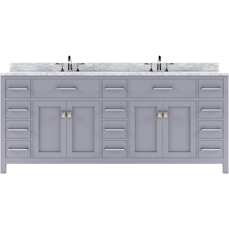 Modern Fittings Caroline Parkway 78" Double Bath Vanity with Marble Top and Square Sinks