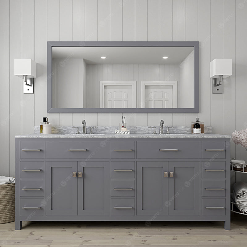 Modern Fittings Caroline Parkway 78" Double Bath Vanity with Marble Top and Square Sinks Faucets