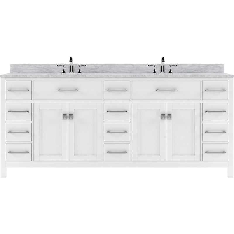 Modern Fittings Caroline Parkway 78" Double Bath Vanity with Marble Top and Square Sinks