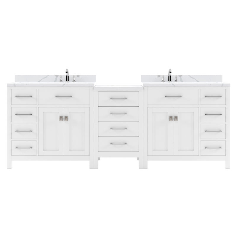 Modern Fittings Caroline Parkway 93" Double Bath Vanity with Calacatta Quartz Top and Round Sinks