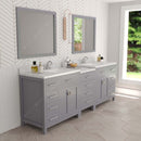 Modern Fittings Caroline Parkway 93" Double Bath Vanity with Calacatta Quartz Top and Square Sinks Faucets