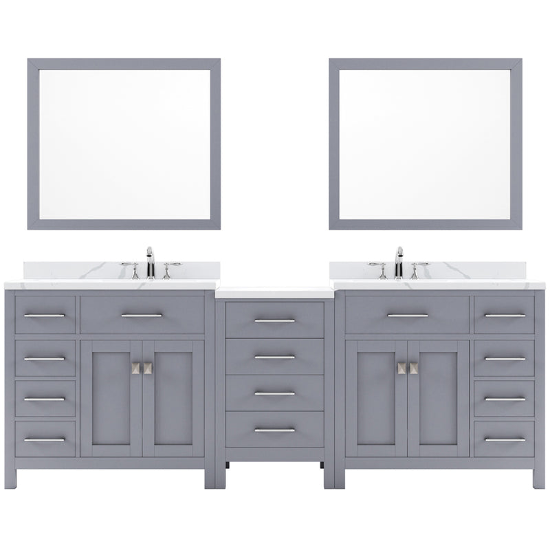 Modern Fittings Caroline Parkway 93" Double Bath Vanity with Calacatta Quartz Top and Square Sinks Faucets