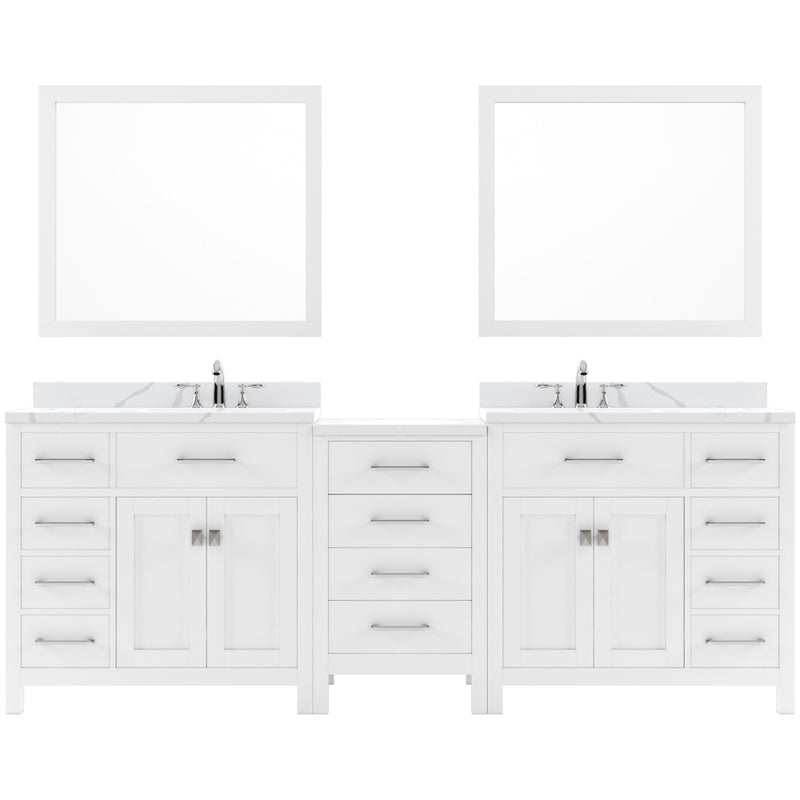 Modern Fittings Caroline Parkway 93" Double Bath Vanity with Calacatta Quartz Top and Square Sinks