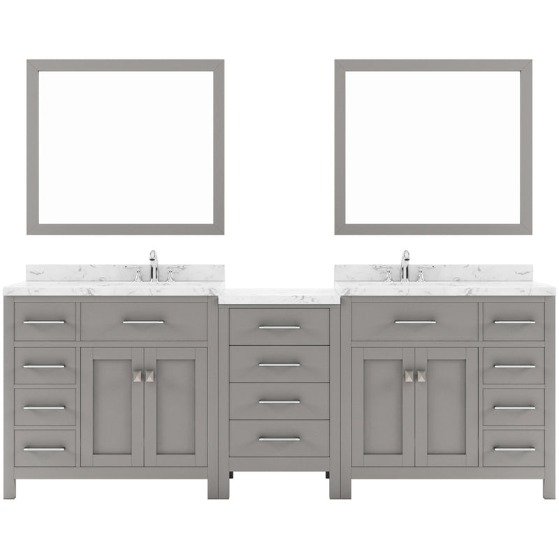 Modern Fittings Caroline Parkway 93" Double Bath Vanity with Cultured Marble Quartz Top and Round Sinks Faucets