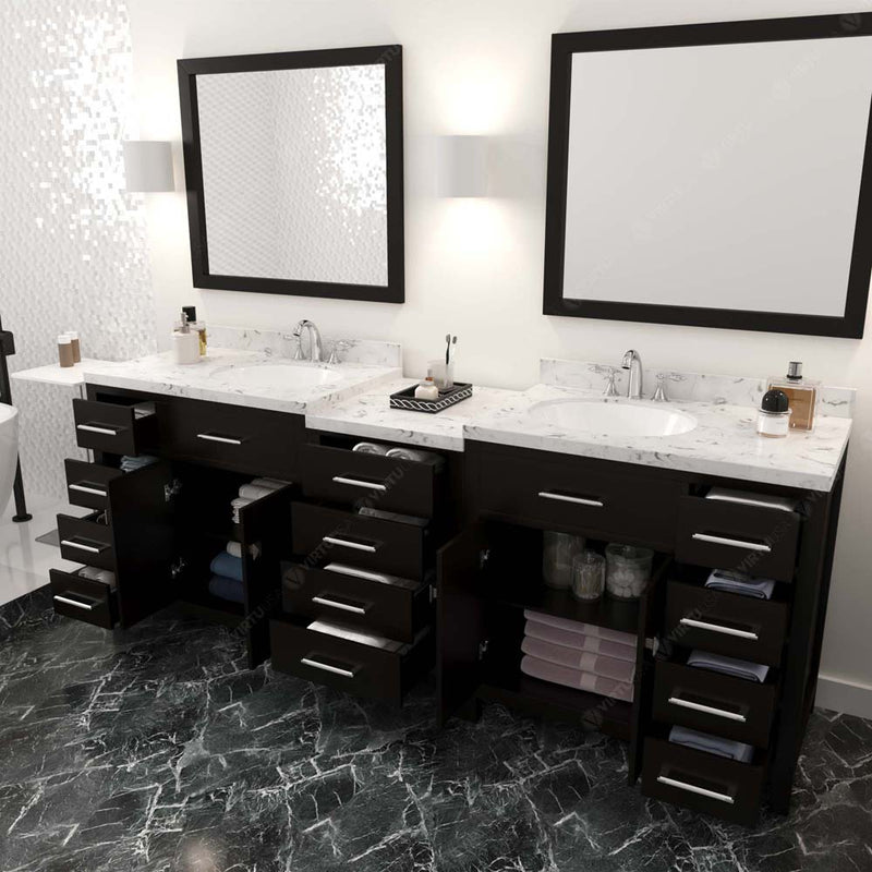 Modern Fittings Caroline Parkway 93" Double Bath Vanity with Cultured Marble Quartz Top and Round Sinks