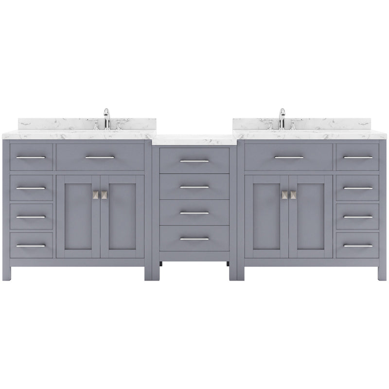 Modern Fittings Caroline Parkway 93" Double Bath Vanity with Cultured Marble Quartz Top and Round Sinks