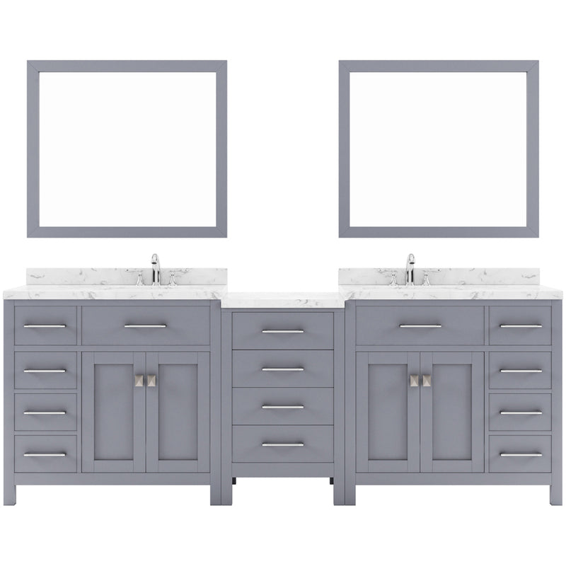 Modern Fittings Caroline Parkway 93" Double Bath Vanity with Cultured Marble Quartz Top and Round Sinks