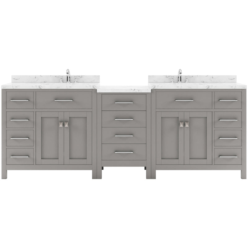 Modern Fittings Caroline Parkway 93" Double Bath Vanity with Cultured Marble Quartz Top and Square Sinks