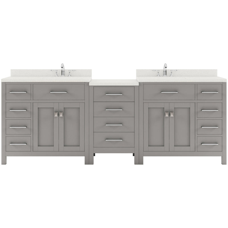 Modern Fittings Caroline Parkway 93" Double Bath Vanity with Quartz Top and Round Sinks