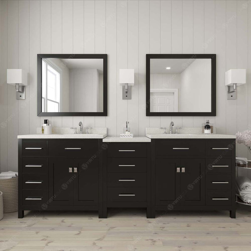 Modern Fittings Caroline Parkway 93" Double Bath Vanity with Quartz Top and Round Sinks Faucets