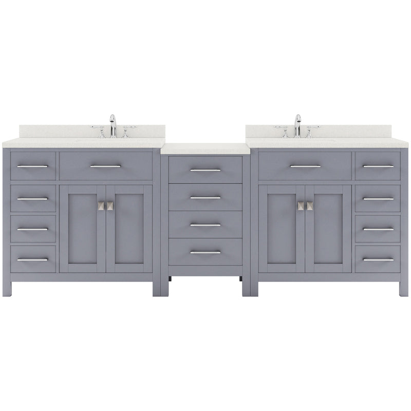 Modern Fittings Caroline Parkway 93" Double Bath Vanity with Quartz Top and Round Sinks