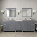 Modern Fittings Caroline Parkway 93" Double Bath Vanity with Quartz Top and Round Sinks