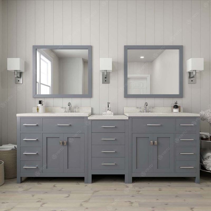 Modern Fittings Caroline Parkway 93" Double Bath Vanity with Quartz Top and Round Sinks