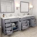 Modern Fittings Caroline Parkway 93" Double Bath Vanity with Quartz Top and Round Sinks Faucets