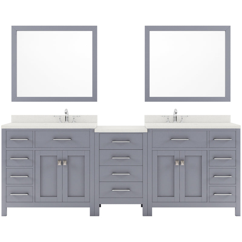 Modern Fittings Caroline Parkway 93" Double Bath Vanity with Quartz Top and Round Sinks