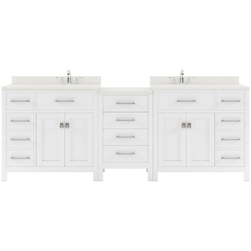 Modern Fittings Caroline Parkway 93" Double Bath Vanity with Quartz Top and Round Sinks