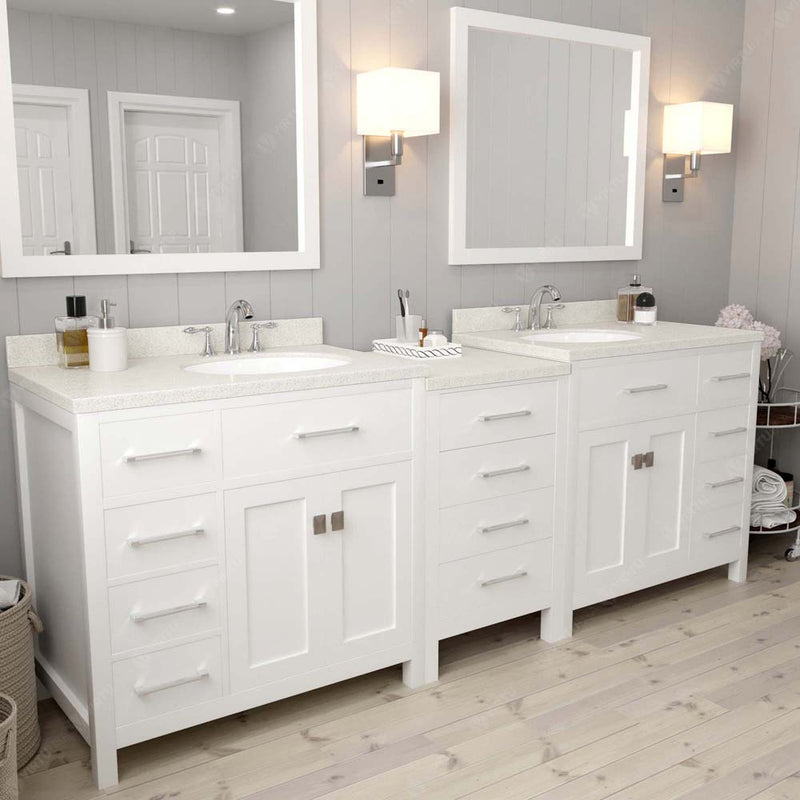 Modern Fittings Caroline Parkway 93" Double Bath Vanity with Quartz Top and Round Sinks