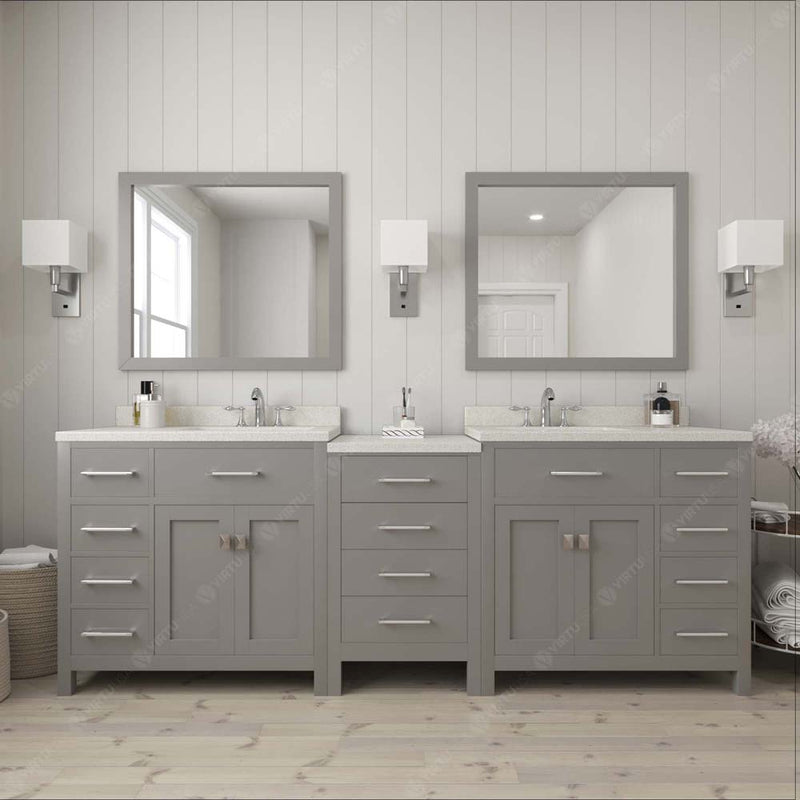 Modern Fittings Caroline Parkway 93" Double Bath Vanity with Quartz Top and Square Sinks