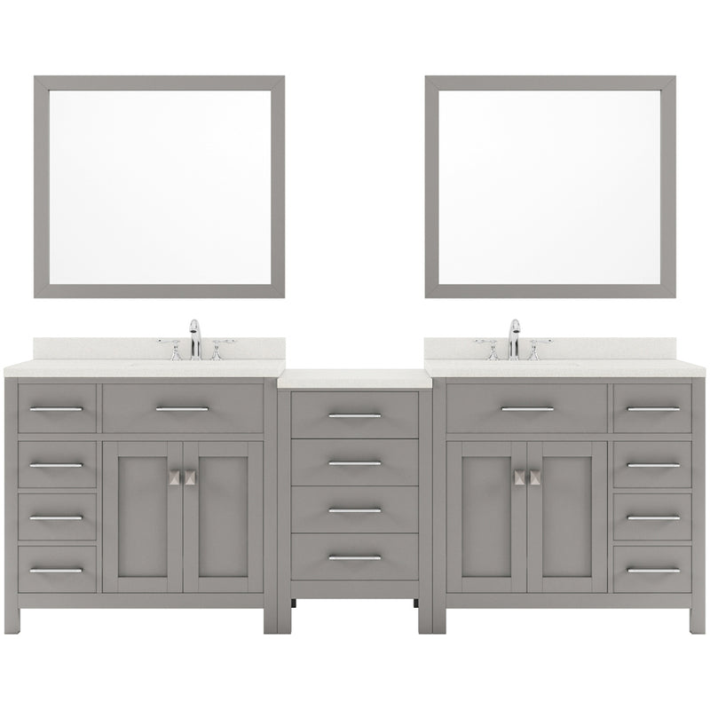 Modern Fittings Caroline Parkway 93" Double Bath Vanity with Quartz Top and Square Sinks Faucets