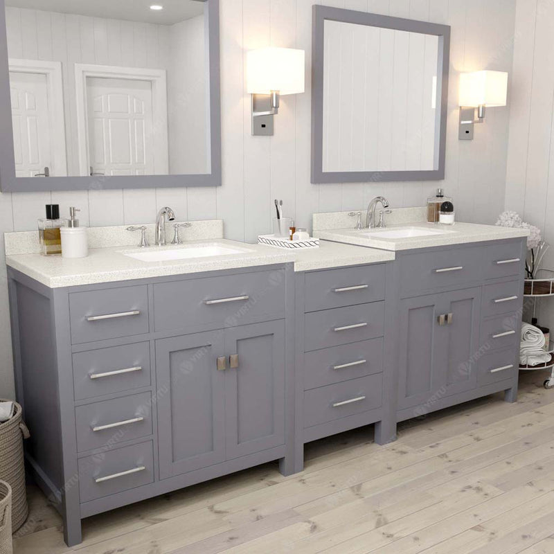 Modern Fittings Caroline Parkway 93" Double Bath Vanity with Quartz Top and Square Sinks