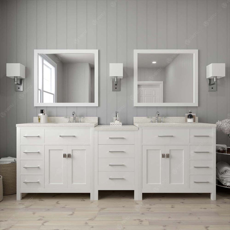 Modern Fittings Caroline Parkway 93" Double Bath Vanity with Quartz Top and Square Sinks Faucets