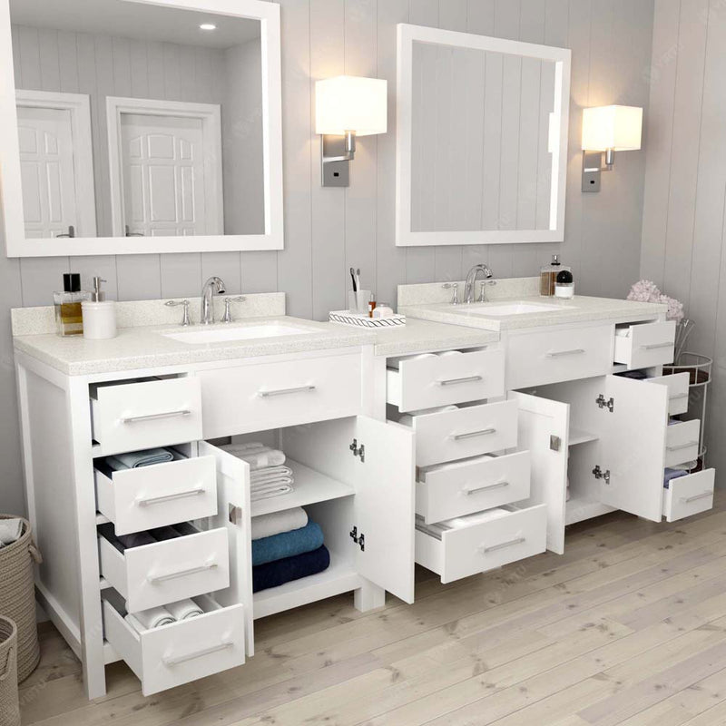 Modern Fittings Caroline Parkway 93" Double Bath Vanity with Quartz Top and Square Sinks