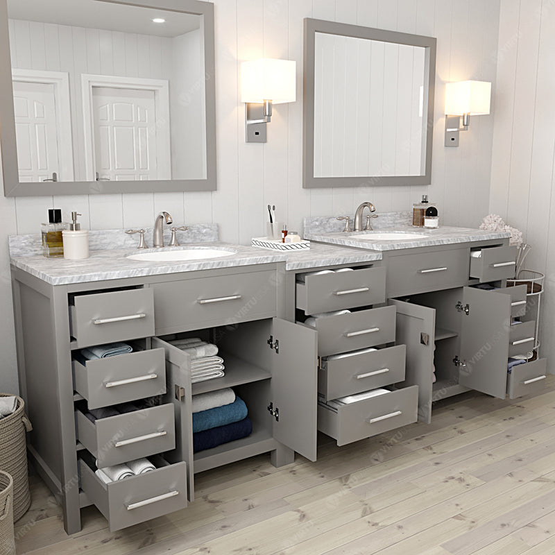 Modern Fittings Caroline Parkway 93" Double Bath Vanity with Marble Top and Round Sinks