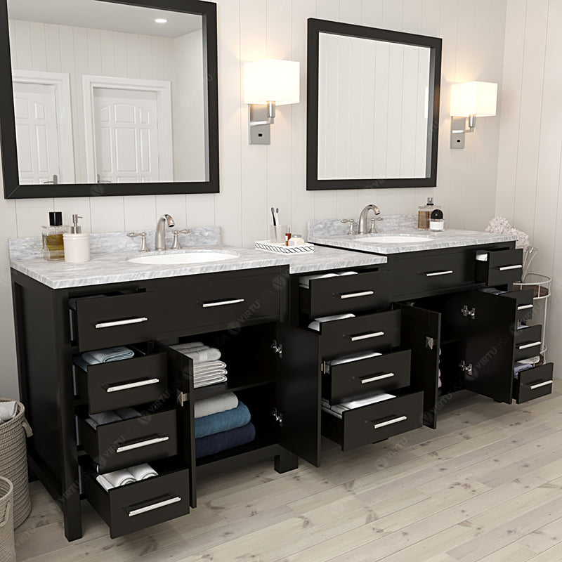 Modern Fittings Caroline Parkway 93" Double Bath Vanity with Marble Top and Round Sinks