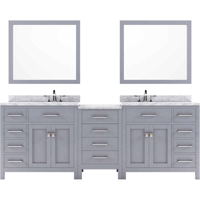 Modern Fittings Caroline Parkway 93" Double Bath Vanity with Marble Top and Round Sinks Faucets