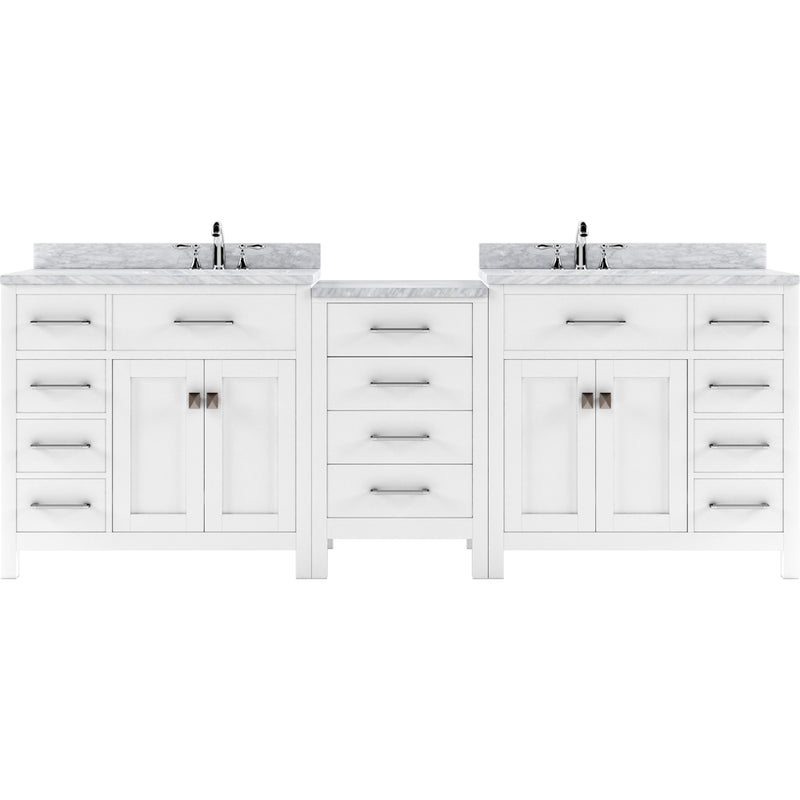 Modern Fittings Caroline Parkway 93" Double Bath Vanity with Marble Top and Round Sinks