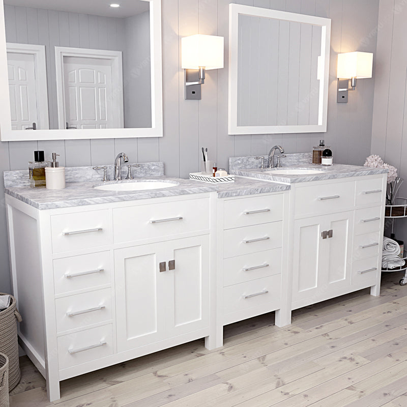 Modern Fittings Caroline Parkway 93" Double Bath Vanity with Marble Top and Round Sinks