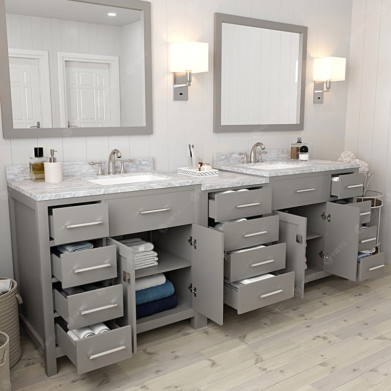 Modern Fittings Caroline Parkway 93" Double Bath Vanity with Marble Top and Square Sinks