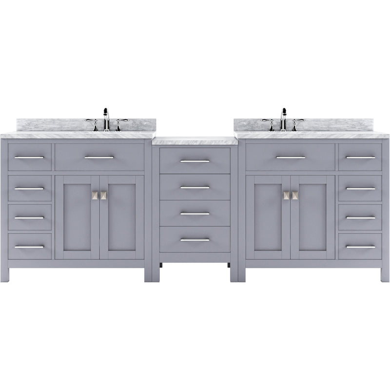 Modern Fittings Caroline Parkway 93" Double Bath Vanity with Marble Top and Square Sinks Faucets