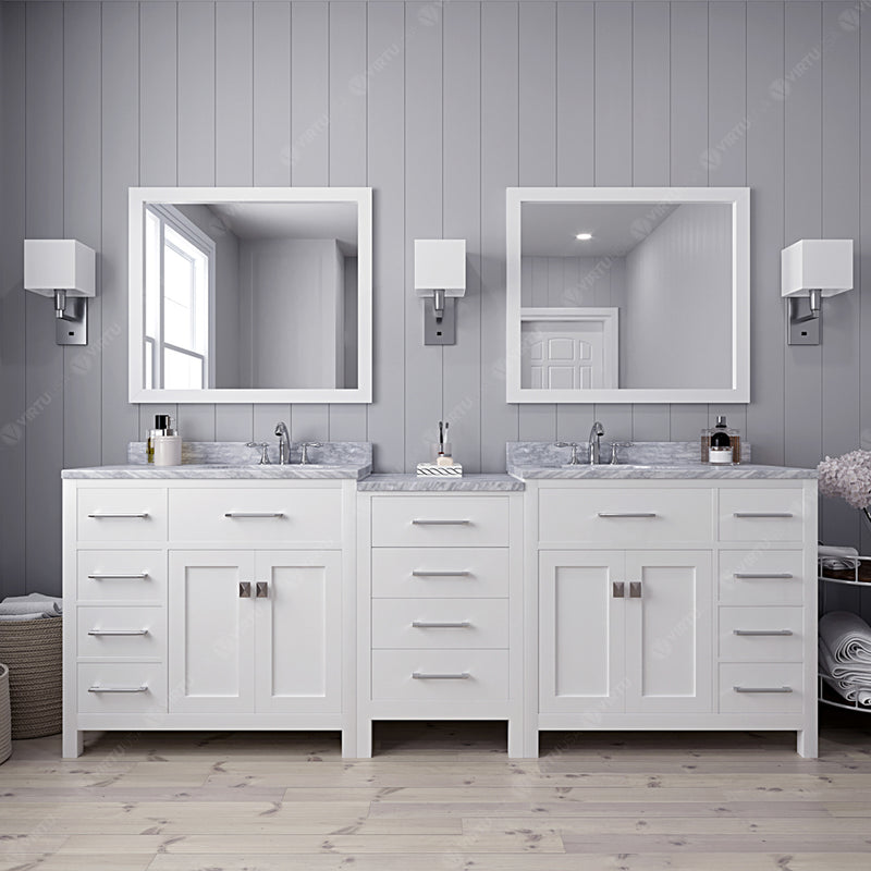 Modern Fittings Caroline Parkway 93" Double Bath Vanity with Marble Top and Square Sinks