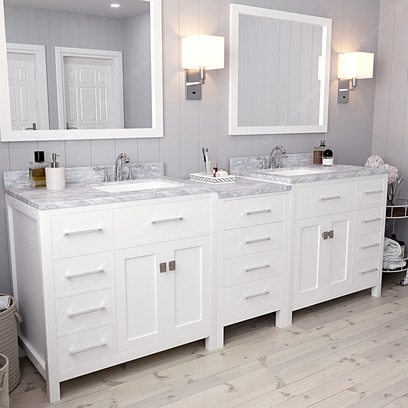 Modern Fittings Caroline Parkway 93" Double Bath Vanity with Marble Top and Square Sinks