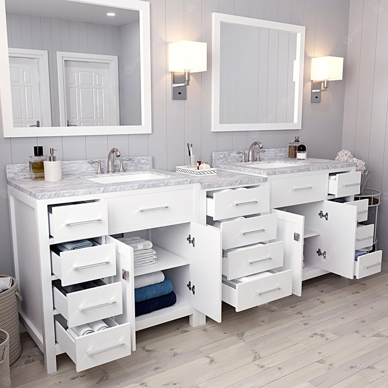 Modern Fittings Caroline Parkway 93" Double Bath Vanity with Marble Top and Square Sinks Faucets