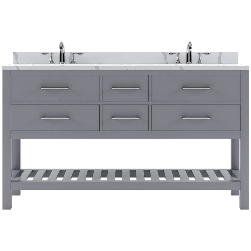 Modern Fittings Caroline Estate 60" Double Bath Vanity with Calacatta Quartz Top and Round Sinks