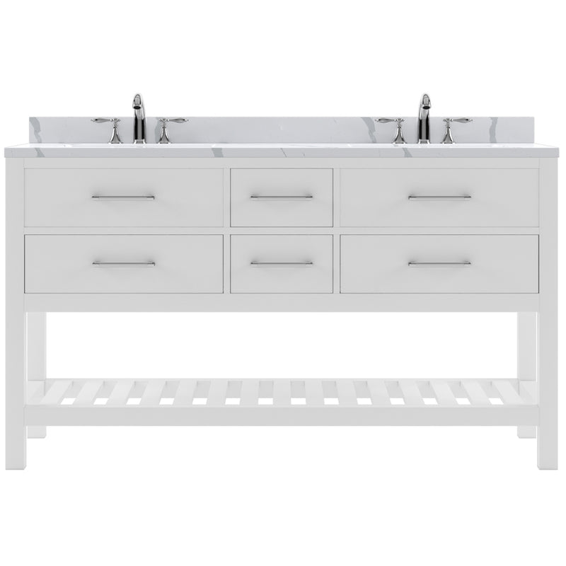 Modern Fittings Caroline Estate 60" Double Bath Vanity with Calacatta Quartz Top and Round Sinks