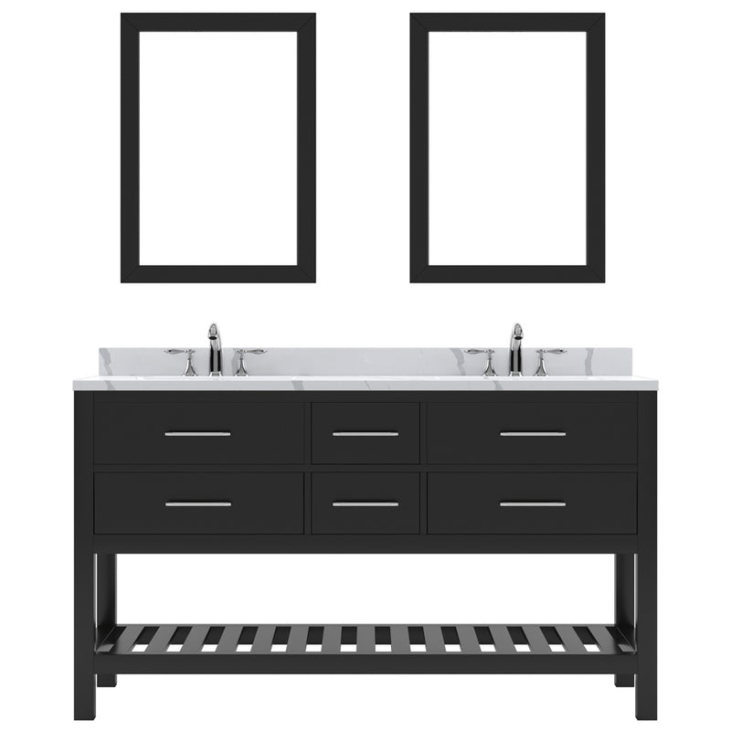 Modern Fittings Caroline Estate 60" Double Bath Vanity with Calacatta Quartz Top and Square Sinks