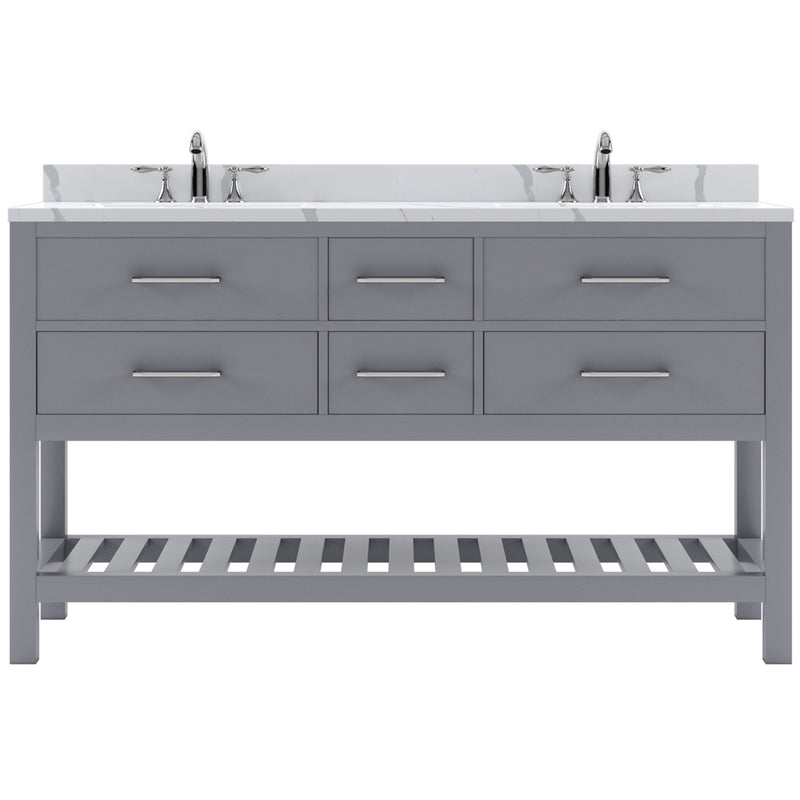 Modern Fittings Caroline Estate 60" Double Bath Vanity with Calacatta Quartz Top and Square Sinks