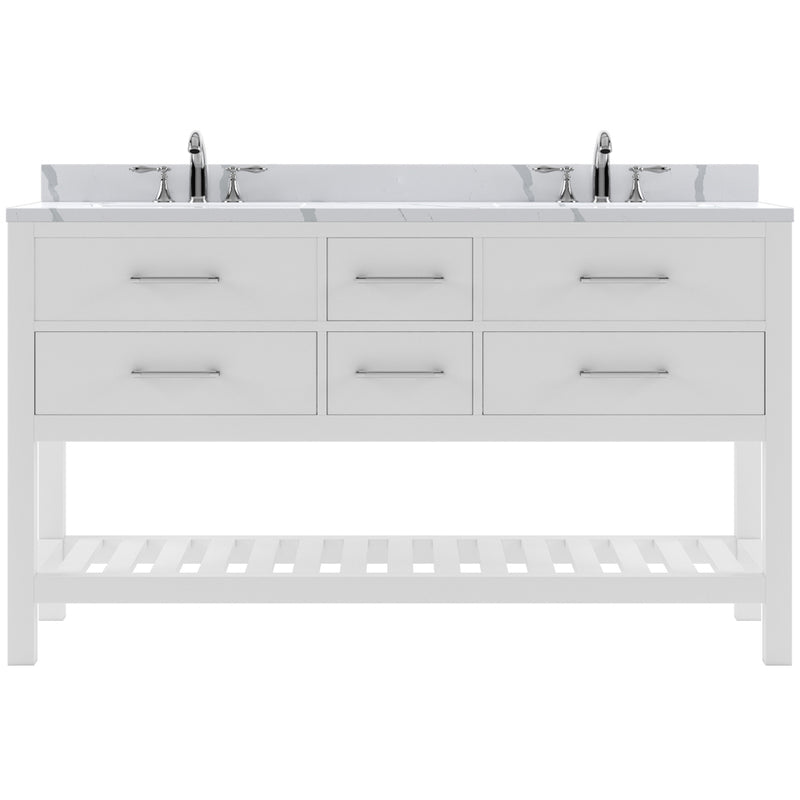 Modern Fittings Caroline Estate 60" Double Bath Vanity with Calacatta Quartz Top and Square Sinks