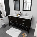 Modern Fittings Caroline Estate 60" Double Bath Vanity with Cultured Marble Quartz Top and Round Sinks