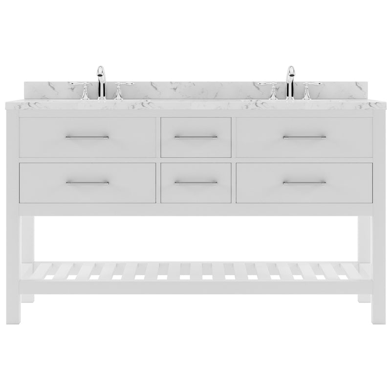 Modern Fittings Caroline Estate 60" Double Bath Vanity with Cultured Marble Quartz Top and Round Sinks