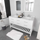 Modern Fittings Caroline Estate 60" Double Bath Vanity with Cultured Marble Quartz Top and Round Sinks