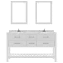 Modern Fittings Caroline Estate 60" Double Bath Vanity with Cultured Marble Quartz Top and Round Sinks Faucets