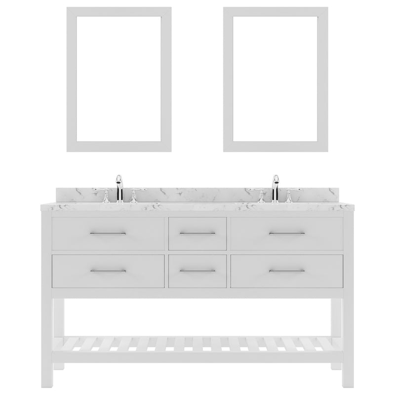 Modern Fittings Caroline Estate 60" Double Bath Vanity with Cultured Marble Quartz Top and Round Sinks Faucets