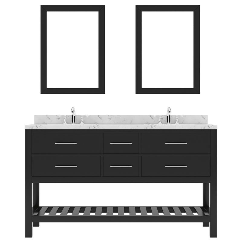 Modern Fittings Caroline Estate 60" Double Bath Vanity with Cultured Marble Quartz Top and Square Sinks