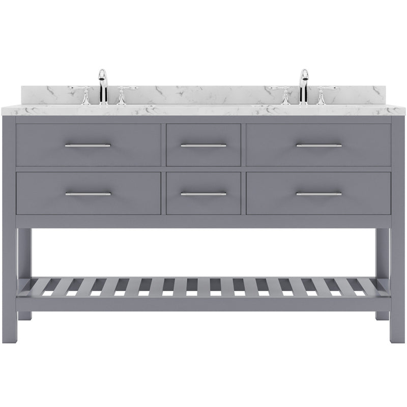 Modern Fittings Caroline Estate 60" Double Bath Vanity with Cultured Marble Quartz Top and Square Sinks